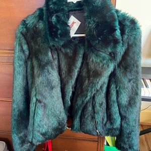 Beautiful green faux fur jacket